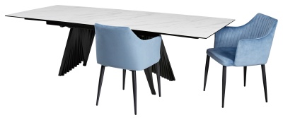 Стол IVAR 180 MARBLES KL-99 Белый мрамор, итальянская керамика/серый, ®DISAUR