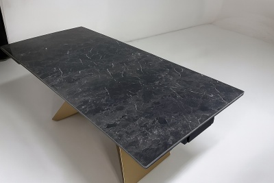 Стол ALES 180 BLACK GRAVE SOLID CERAMIC, керамика / бронзовый, ®DISAUR